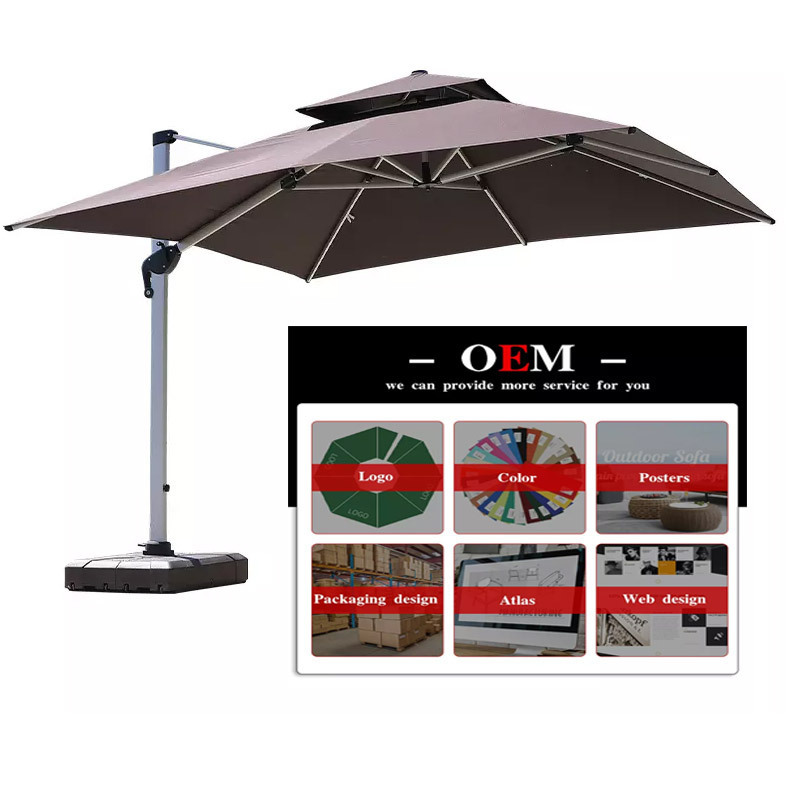 outdoor garden umbrella Aluminum 3m square hanging Offset parasols garden 10 ft Cantilever commercial beach sun patio  umbrellas