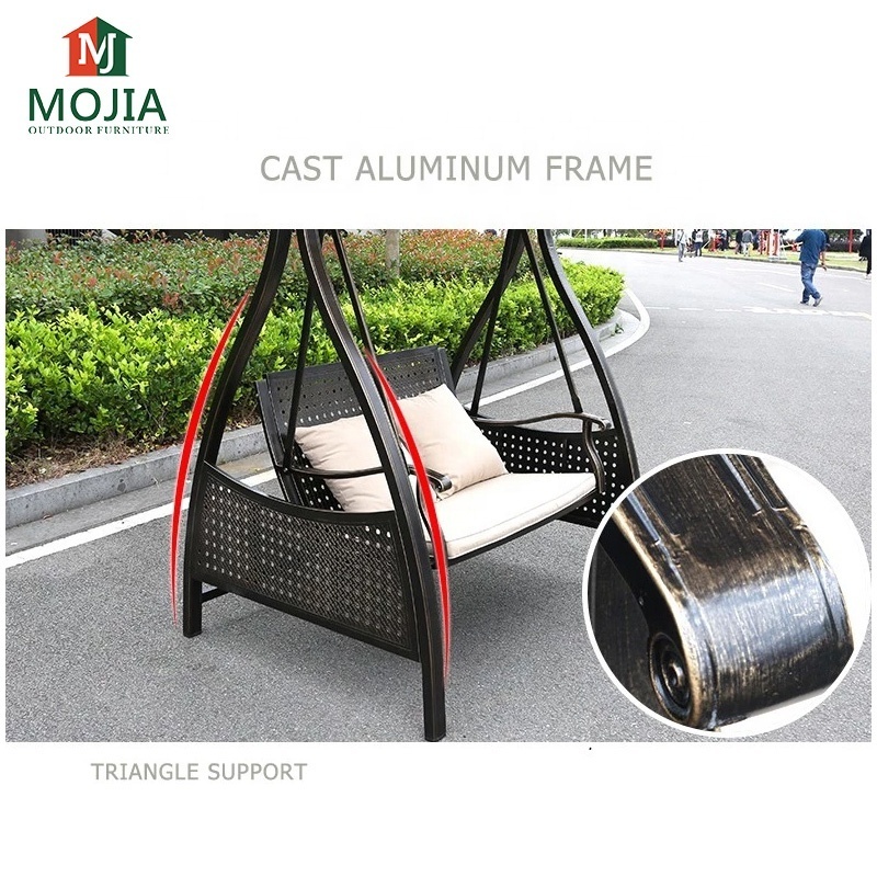 Patio Swing Aluminum Rocking Chair Garden Two Seat Swings Set Modern Leisure Chair Canopy Adult Swing