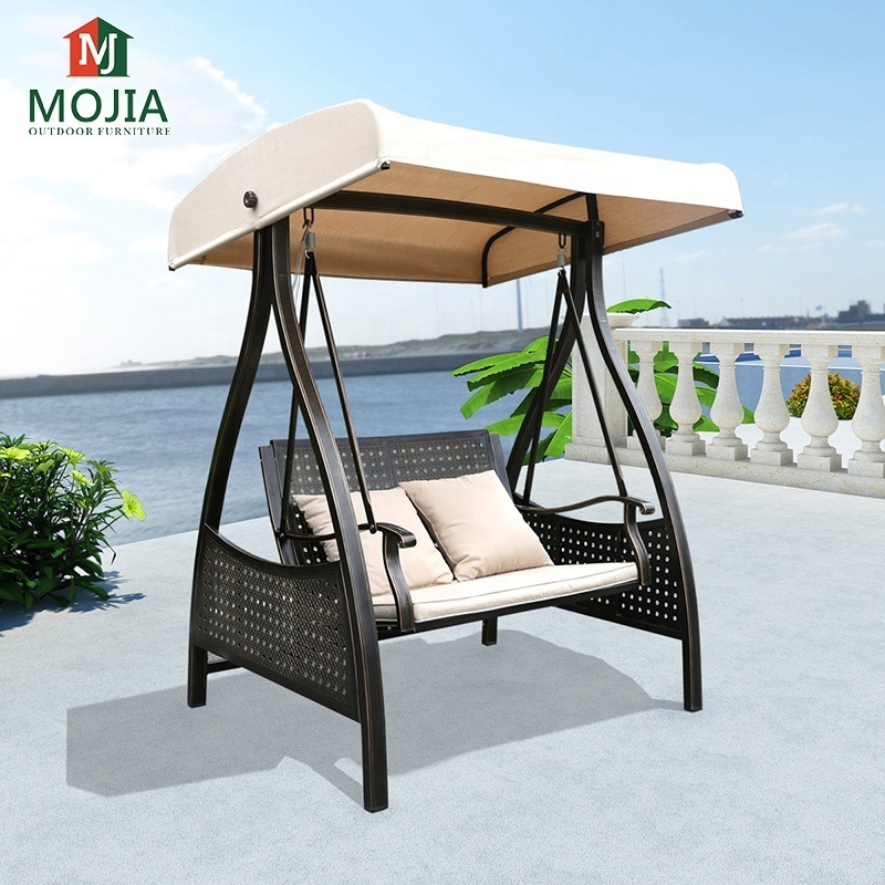 Patio Swing Aluminum Rocking Chair Garden Two Seat Swings Set Modern Leisure Chair Canopy Adult Swing