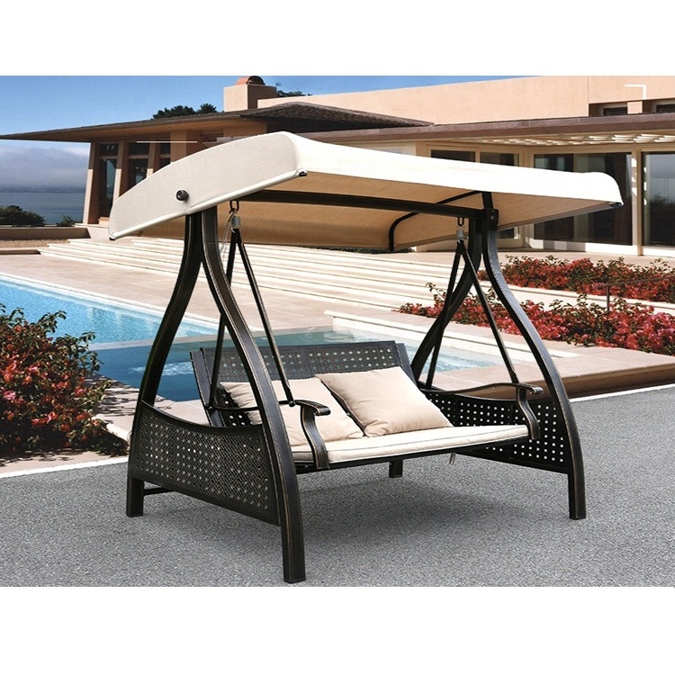 Patio Swing Aluminum Rocking Chair Garden Two Seat Swings Set Modern Leisure Chair Canopy Adult Swing