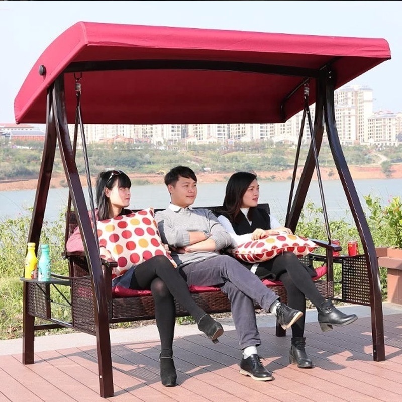 Garden Double Swing Chair Free Standing Swing  Chair Patio Leisure Furniture Ratan Swing Chair