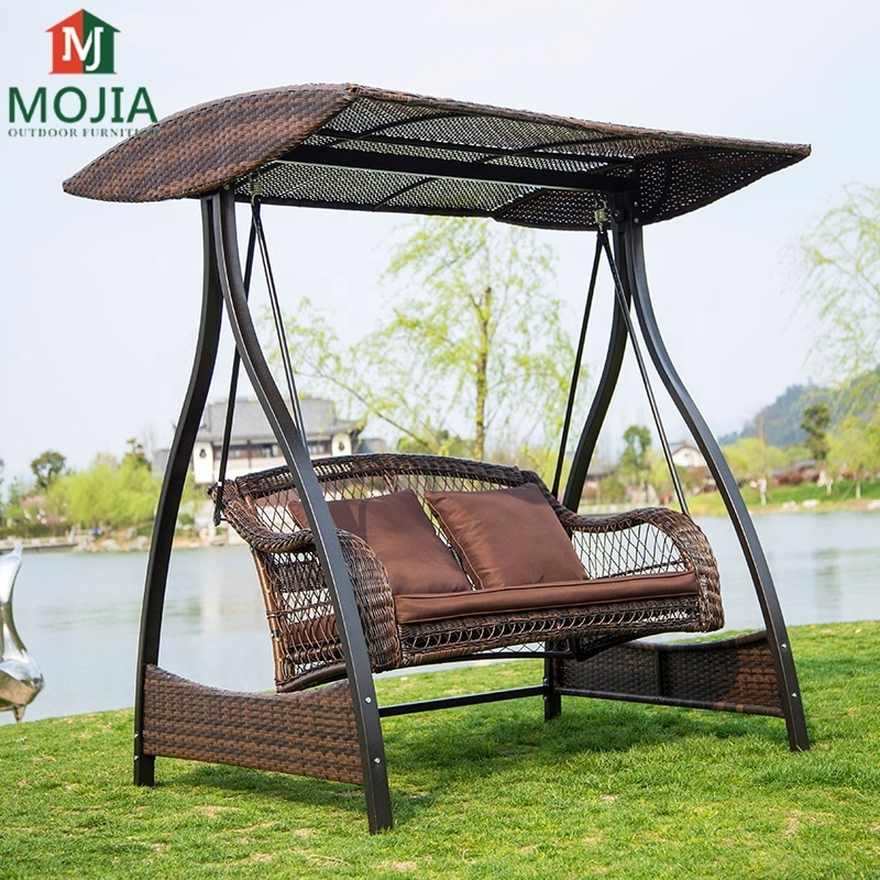 Garden Double Swing Chair Free Standing Swing  Chair Patio Leisure Furniture Ratan Swing Chair