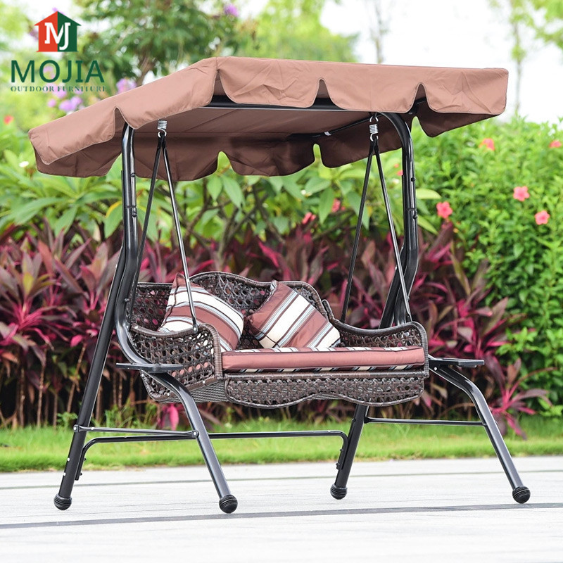 Rattan Patio Swings Chair Garden Rocking Chair Leisure Red Canopy Swing Double Seats