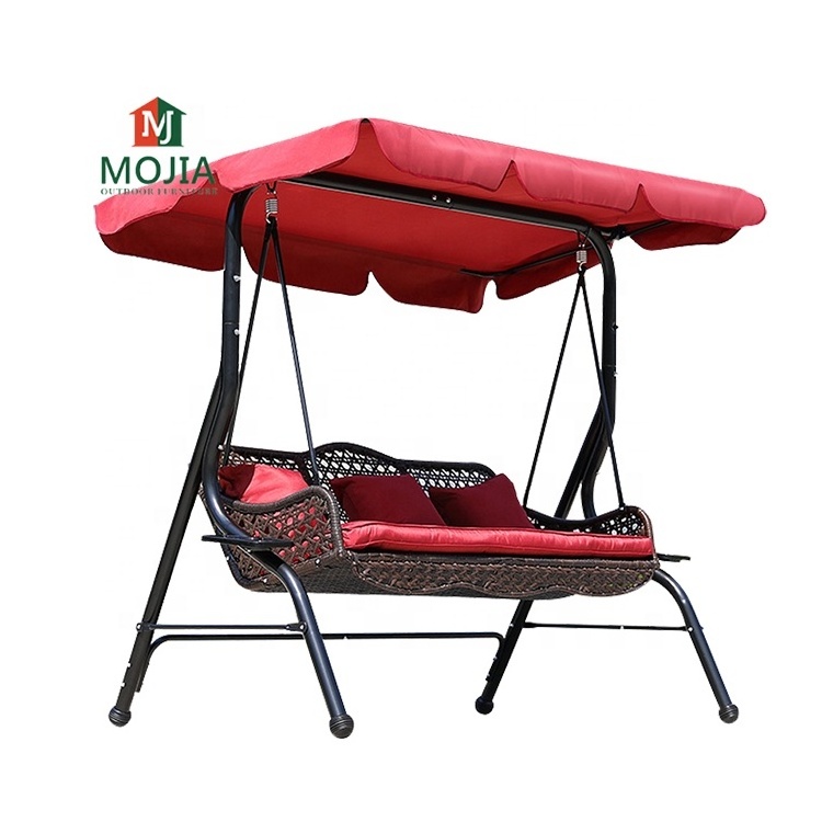 Rattan Patio Swings Chair Garden Rocking Chair Leisure Red Canopy Swing Double Seats