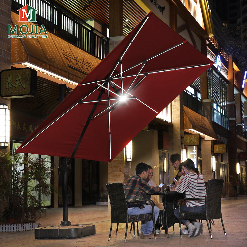 Large Parasol Cheap Beach umbrella With Led Light / Patio Sunshade Umbrella Garden Cantilever Umbrella For Outdoor