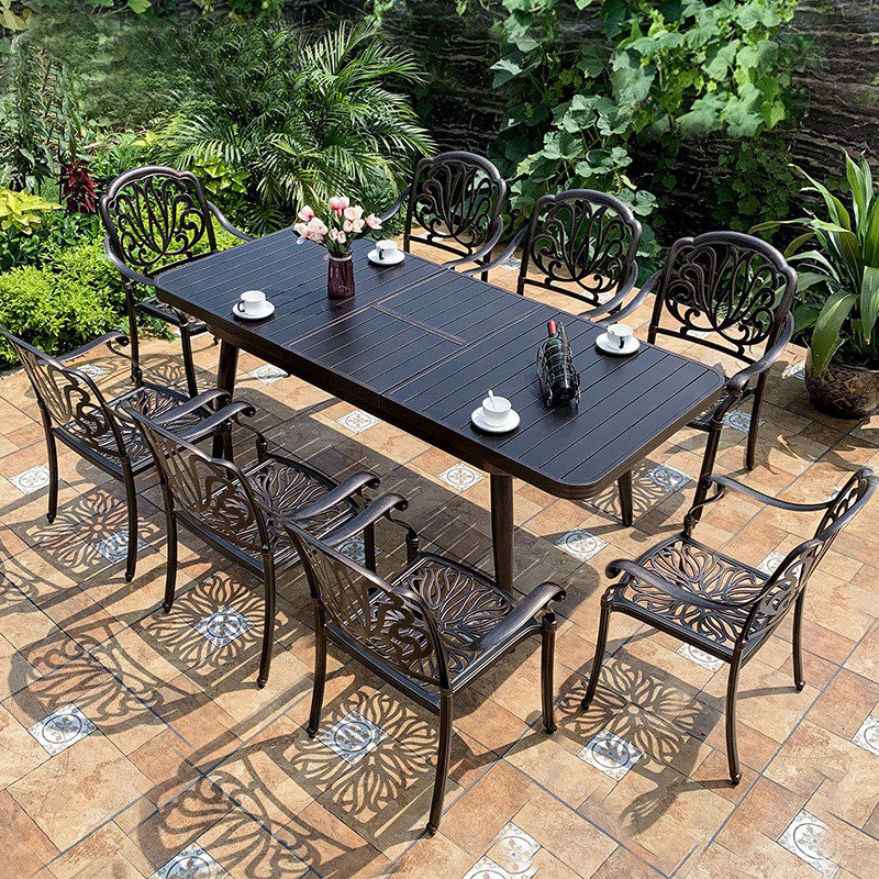 Outdoor Furniture Patio Cast Aluminum Chair In Garden Outdoor Chair And Table Bistro Set 5-10 Pieces Conversation Set