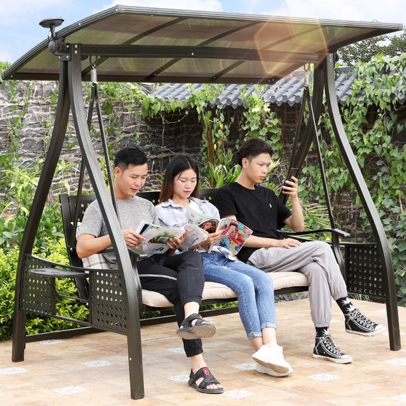 Outdoor Swing Chair with Solar Energy Light Balcony Courtyard Lazy Hammock Garden Swing Chair Rocking Chair