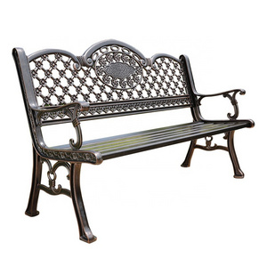 Mojia Outdoor Garden Furniture Leisure Cast Aluminum Park Bench Antique Bronze Zero Maintenance Garden Set Garden Patio Bench