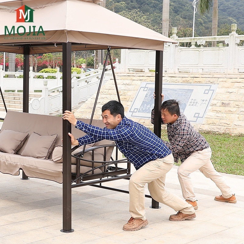 Outdoor Furniture Garden beds With Canopy Adults 3-Seats sunbed  Chairs Hanging Swing Bed Patio Swings