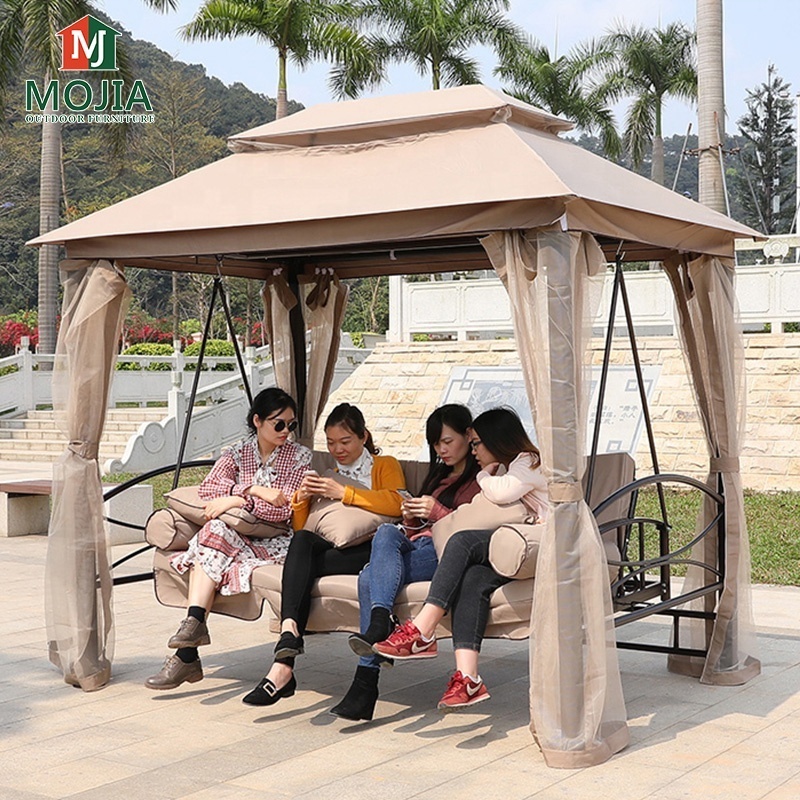 Outdoor Furniture Garden beds With Canopy Adults 3-Seats sunbed  Chairs Hanging Swing Bed Patio Swings