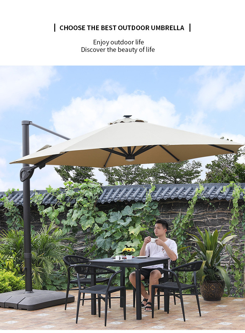 Outdoor  LED big parasol Rotatable beach Garden Shade Umbrellas sun patio large parasol 3.5M Round roma umbrella for restaurant