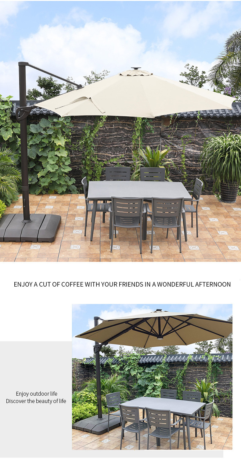 Outdoor  LED big parasol Rotatable beach Garden Shade Umbrellas sun patio large parasol 3.5M Round roma umbrella for restaurant