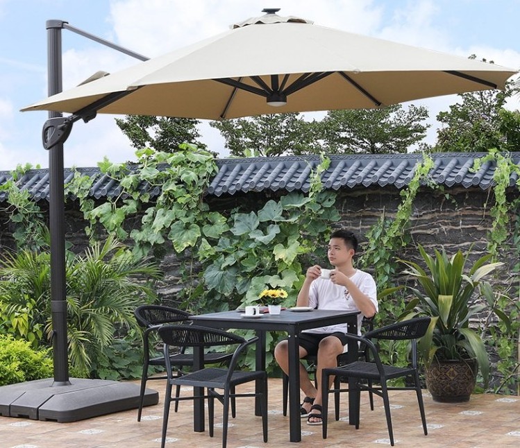 Outdoor  LED big parasol Rotatable beach Garden Shade Umbrellas sun patio large parasol 3.5M Round roma umbrella for restaurant