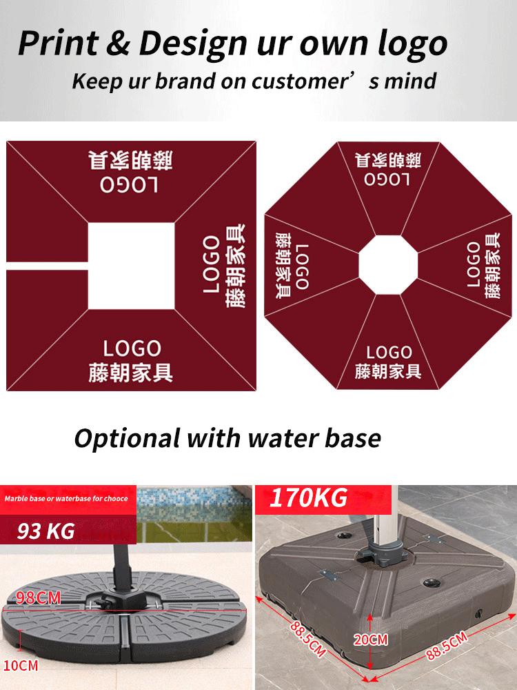 Wholesale Factory Uv Protection parasol Custom LOGO Printed 12 FT Outdoor Beach Garden big size sun Patio Umbrellas with light