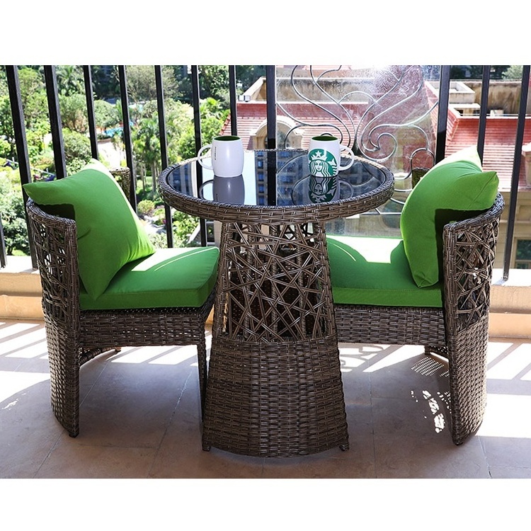 Modern Outdoor Furniture Space-saving PE Rattan Garden Chairs Modern Relaxing Patio Dining  Balcony Table Set