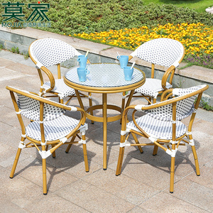 outdoor furniture garden chairs set plastic 2020 Cheap French Bistro Chairs Set Multi Color PE Rattan outdoor restaurant Chair