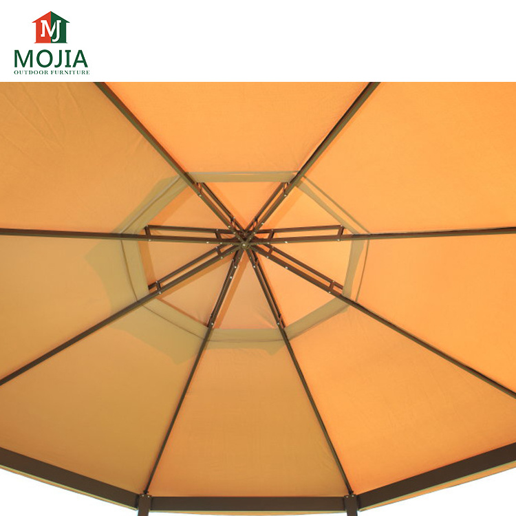 Waterproof anti-uv polyester double canopy 4m pavilion aluminium iron frame octagon gazebo for outdoor furniture table