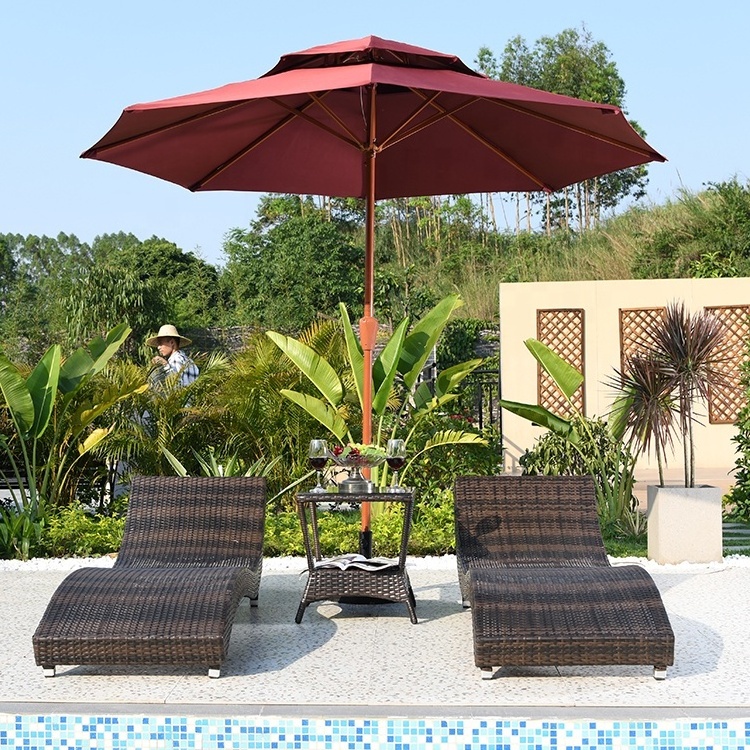 outdoor furniture Poly Rattan Sun Lounger wicker waterproof swimming pool chaise lounge chair