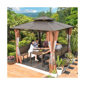 Double Top And Screen House Modern Outdoor Furniture Pavilion Backyard Decor Enjoy Your Party for All Weather Use Gazebos