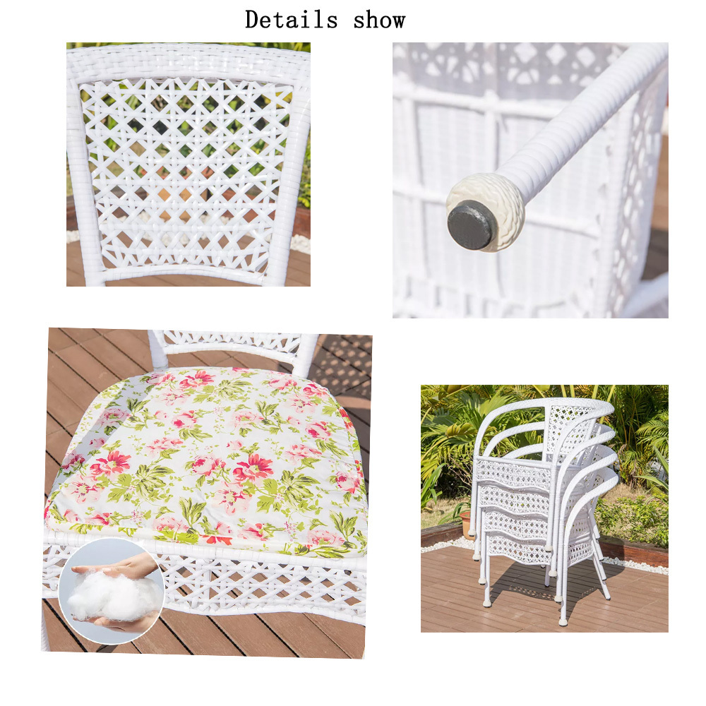 outdoor furniture plastic set PVC wicker woven armchairs aluminum frame white dining chair rattan garden outdoor patio chairs