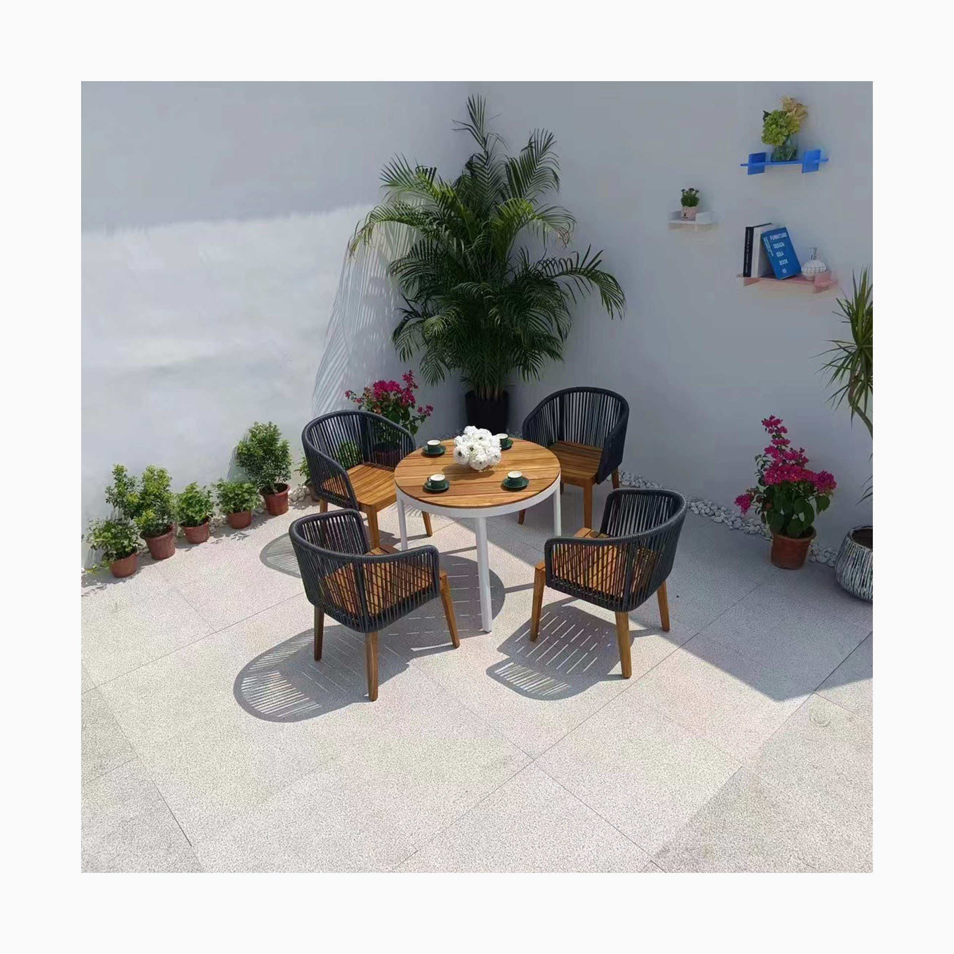 [MOJIA]Custom Wood Led+Hand Woven Rattan Chair TikTok Top10 Selling Outdoor Restaurant Patio Balcony Furniture Wholesale Price