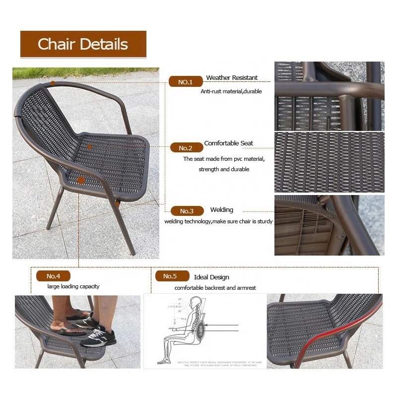 Garden Furniture Rattan Wicker Chairs Outdoor Leisure Dining Comfortable Chairs Rattan Furniture