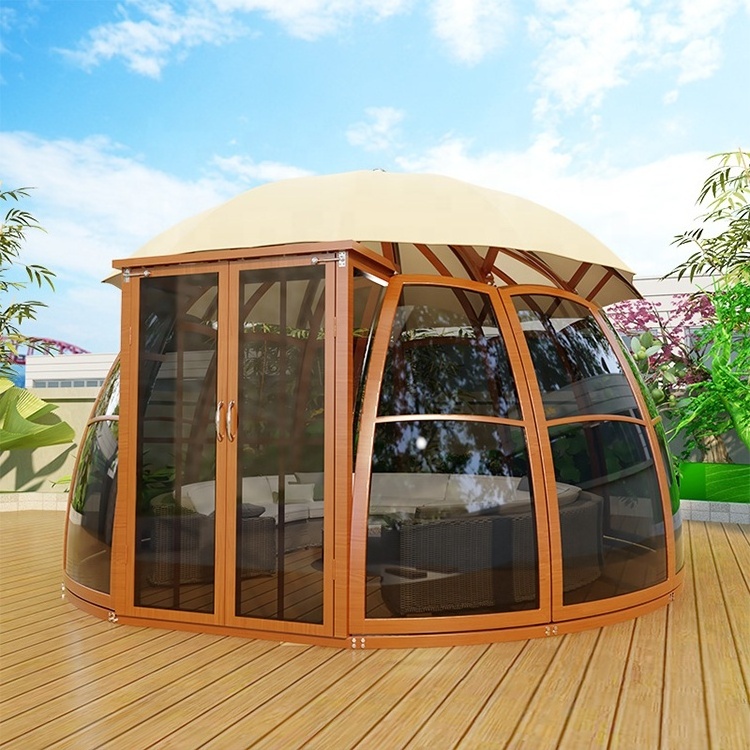 UFO shape gazebo outdoor aluminum garden polyester roof gazebo with PC Waterproof Board