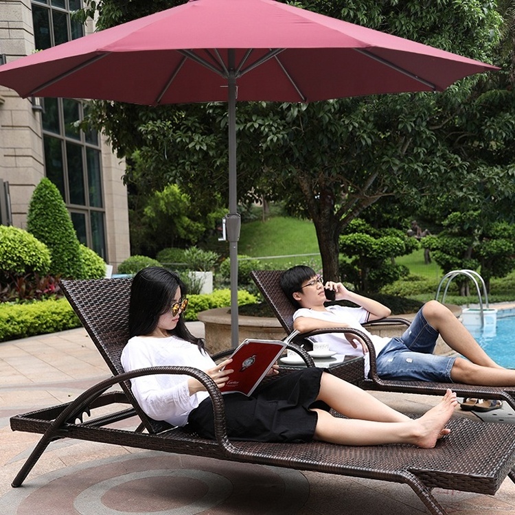 High quality patio outdoor adjustable backrest rattan wicker pool chair lounge chaise for sale