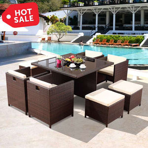 Garden Sofas Rattan Outdoor Furniture Bistro Dining Set Patio Leisure Rattan Wicker Chair Cube Rattan Set