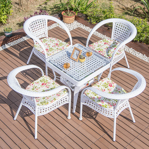 outdoor furniture plastic set PVC wicker woven armchairs aluminum frame white dining chair rattan garden outdoor patio chairs