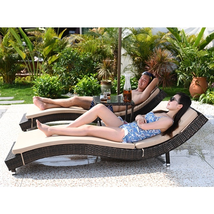 high quality plastic rattan sun All-weather outdoor aluminum  rattan wicker waterproof swimming pool chaise lounge chair