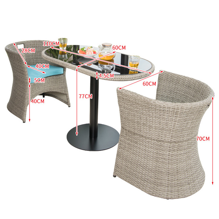 indoor and outdoor balcony chair set leisure space-saving shop coffee plastic rattan bistro set rattan table bistro chairs set