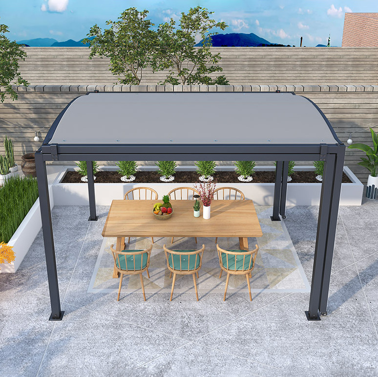 Garden outdoor waterproof polyester canopy hardtop gazebo sun shade foldable metal retractable 5.5m pergola