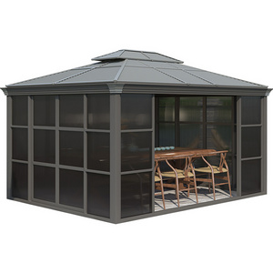 Durable patio garden anti-UV waterproof aluminum alloy gazebo pavilion sun room aluminum gazebo with shade pc board