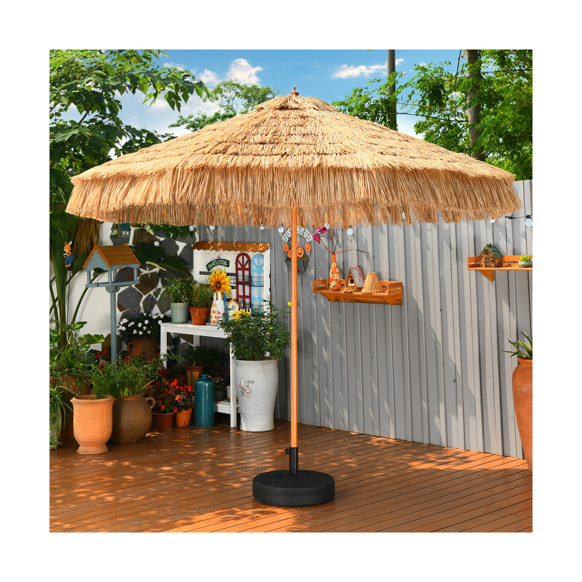 Outdoor Artificial Straw Paraguas Sunshade Big Umbrellas Garden Decoration Beach Parasol Straw Patio Umbrella