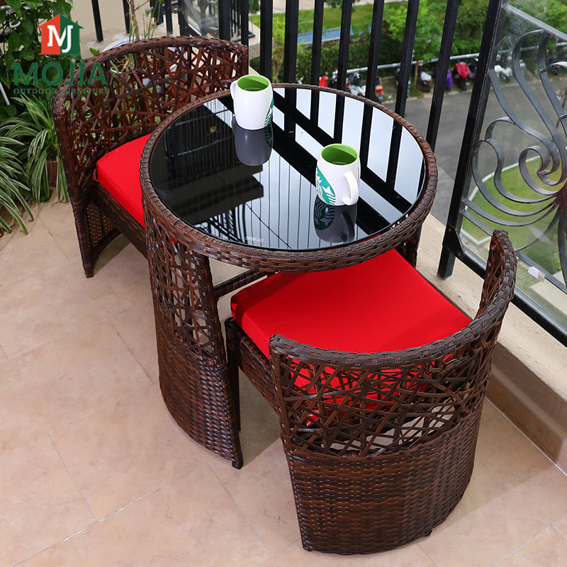 Balcony Rattan Table Set Outdoor Living Furniture muebles para jardin Garden Tea table & Chair