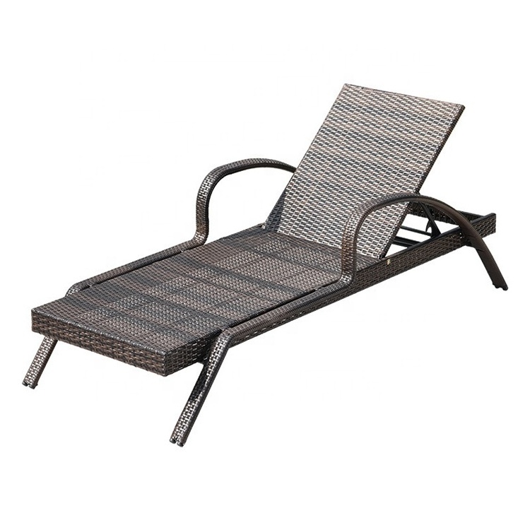 High quality patio outdoor adjustable backrest rattan wicker pool chair lounge chaise for sale