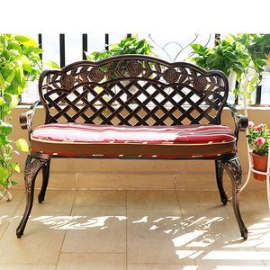 Durable high quality outdoor garden patio set balcony furniture cast aluminum bench metal chair with cushion