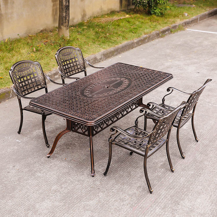 Outdoor Garden Metal Furniture Sets Dining Chair Table 6 seater Table Patio Cast Aluminum Furniture  Garden Set Swivel Chair