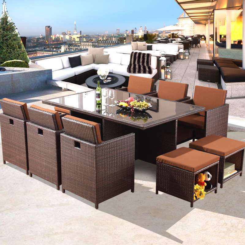 Garden Sofas Rattan Outdoor Furniture Bistro Dining Set Patio Leisure Rattan Wicker Chair Cube Rattan Set