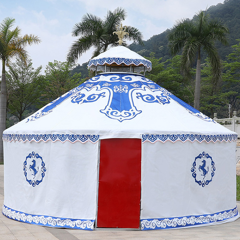 Modern Waterproof Painted Steel Frame Custom  Luxury Solar Wedding Tent Mongolian Yurt Tent For Sale