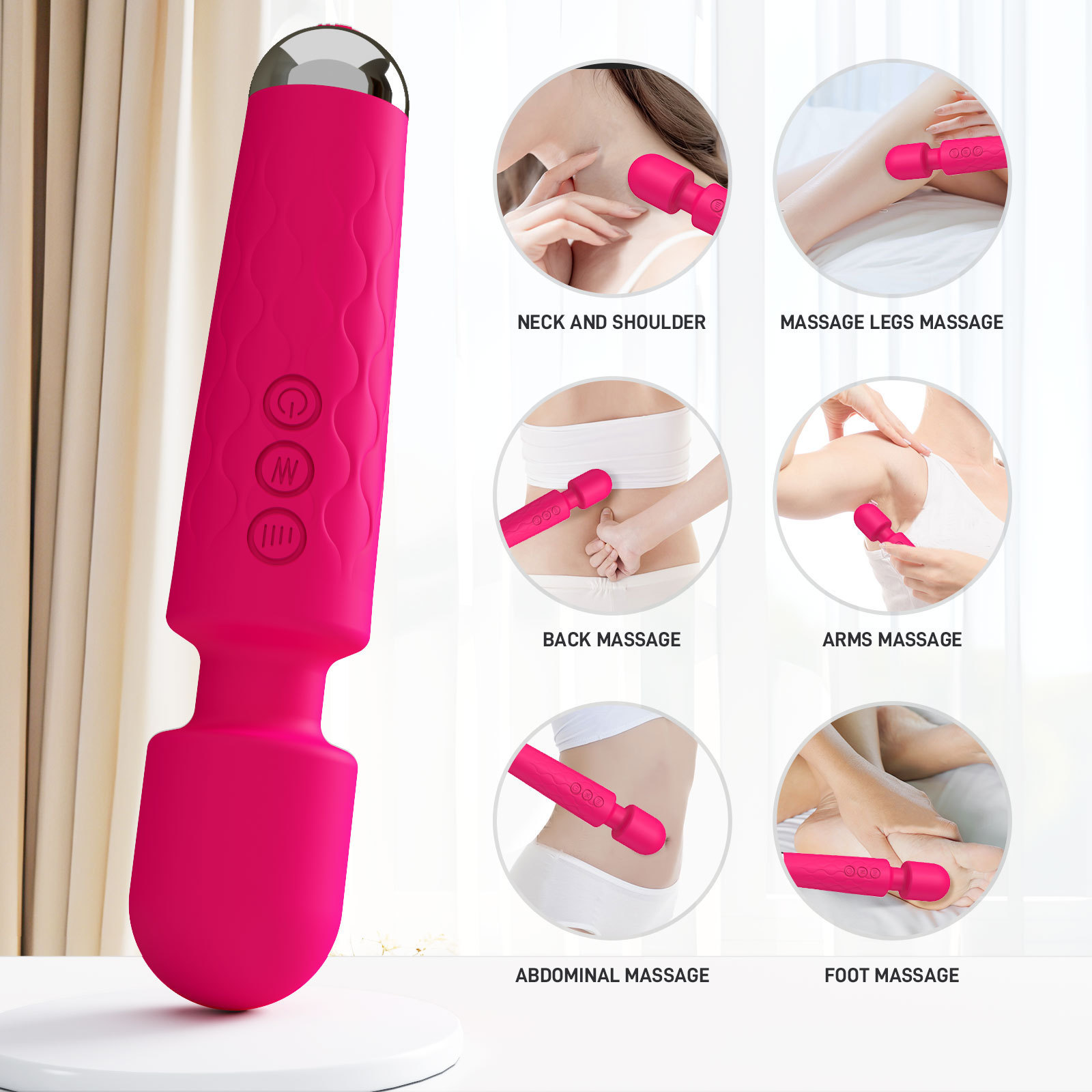 Hot Silicone USB Powerful Handheld AV Magic Wand Men Women Vibrator Wireless Body Massager