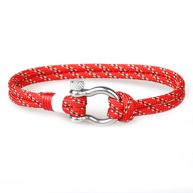 2021 Custom Handmade Sailor Outdoor Sports Rope Adjustable Cotton Fabric Stainless Steel Buckle 550 Umbrella Rope Bracelet