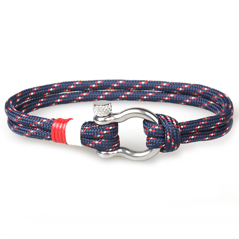 2021 Custom Handmade Sailor Outdoor Sports Rope Adjustable Cotton Fabric Stainless Steel Buckle 550 Umbrella Rope Bracelet