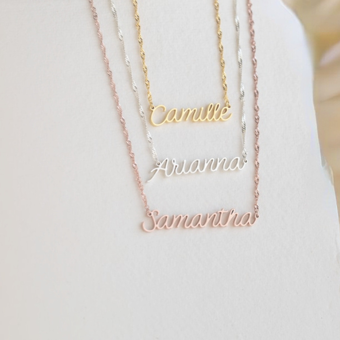 Customized Made Any Names Chain Personalized Initial Letter Tarnish Free Gold Plated Stainless Steel Custom Necklace