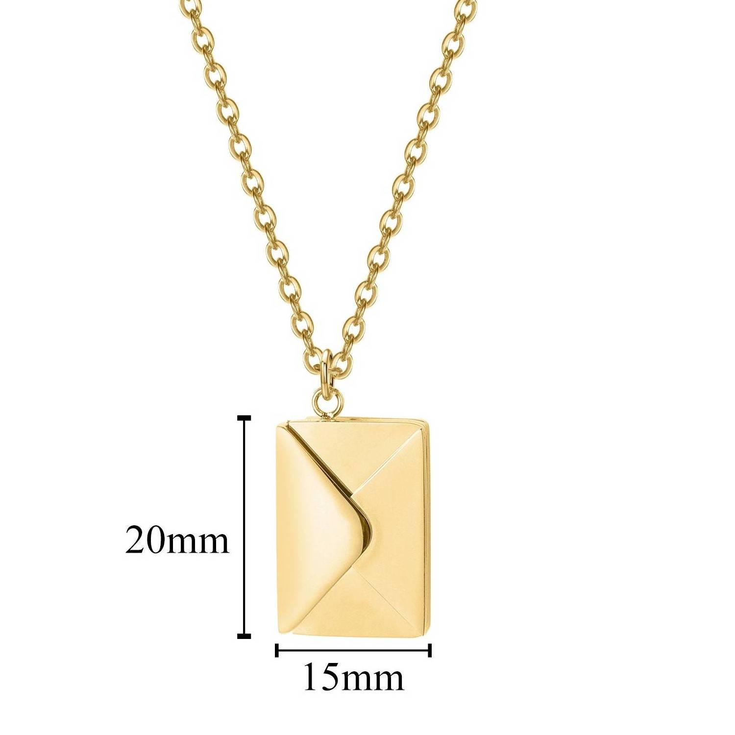 Write A Letter To Her Real Gold Plated Steel Box Pendant Necklace Stainless Steel Envelope Necklace For Women