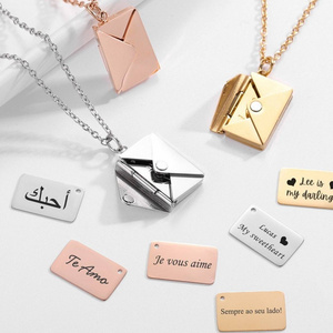 Write A Letter To Her Real Gold Plated Steel Box Pendant Necklace Stainless Steel Envelope Necklace For Women