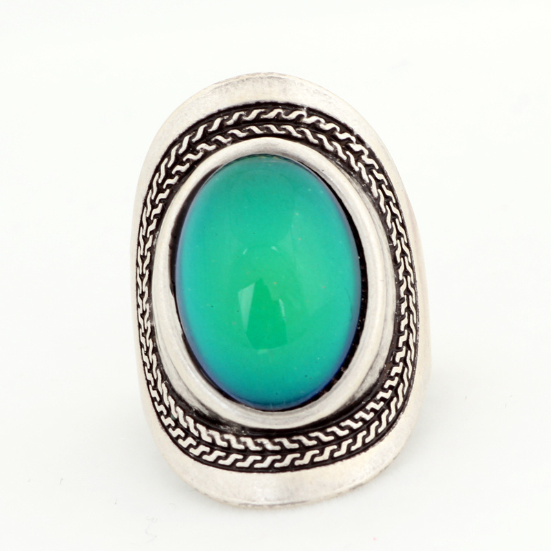 Fashion Design Antique Silver Plating Mood Ring Colors Wholesale Fashion Mood Jewelry Ring