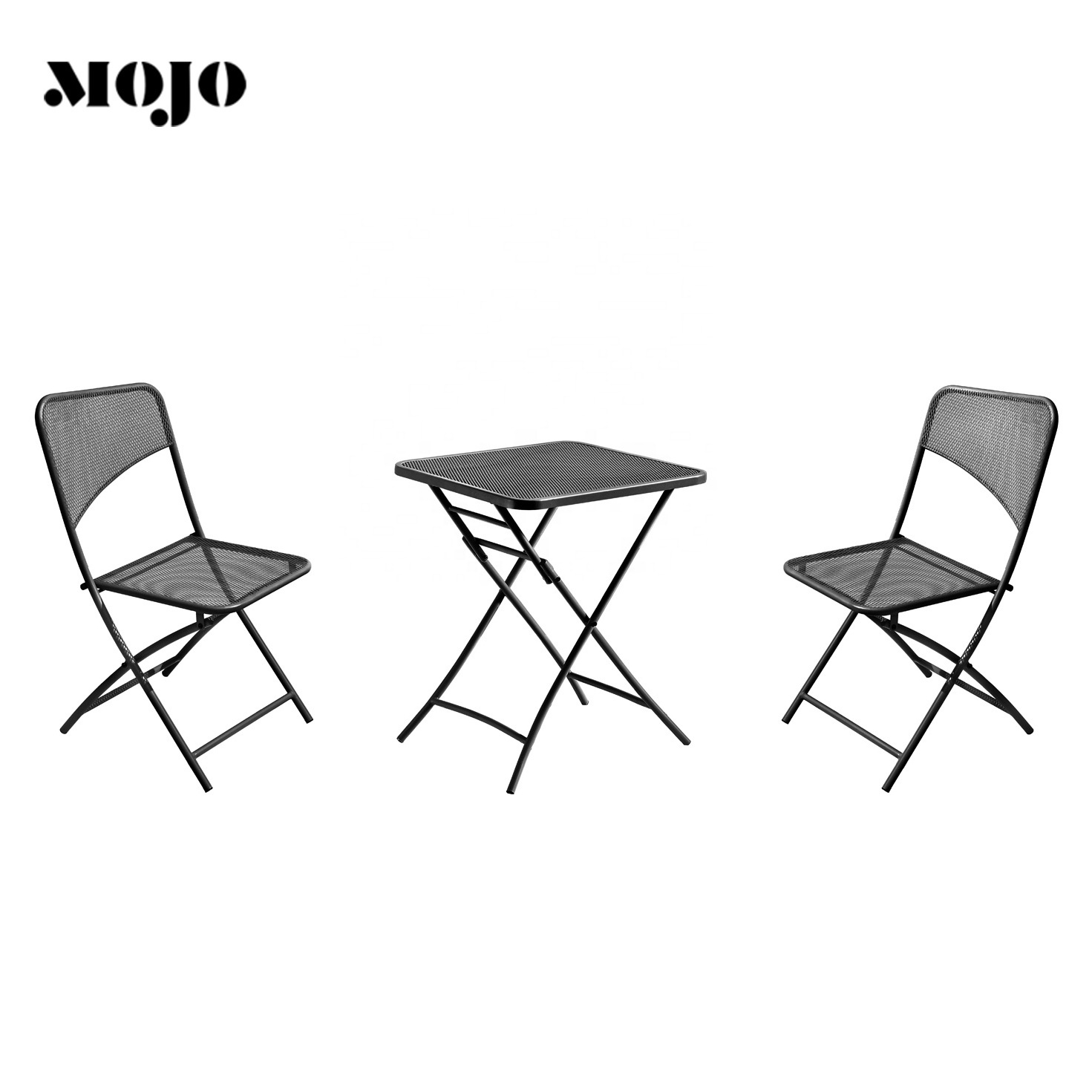 Black Bistro Set Foldable Patio coffee Table and Chairs Metal Folding Outdoor Patio Furniture Sets