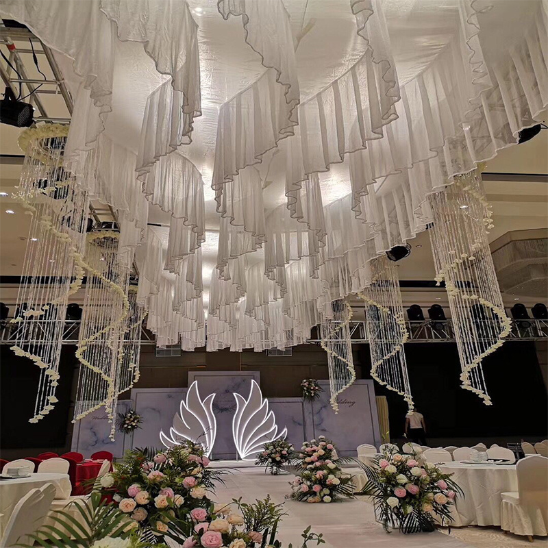 new design  wedding decor backdrop event party supply decoration hanging ceiling wedding  drapes  white ceiling curtain